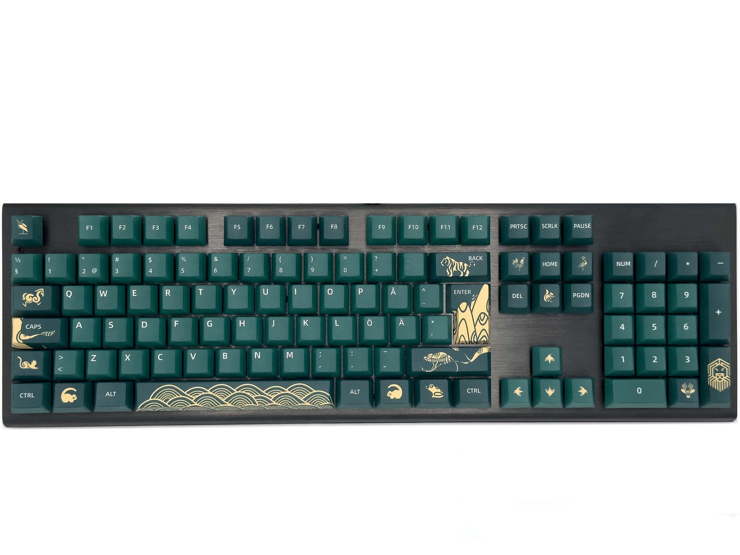 Keyboard with green Animal Forest PBT keycaps